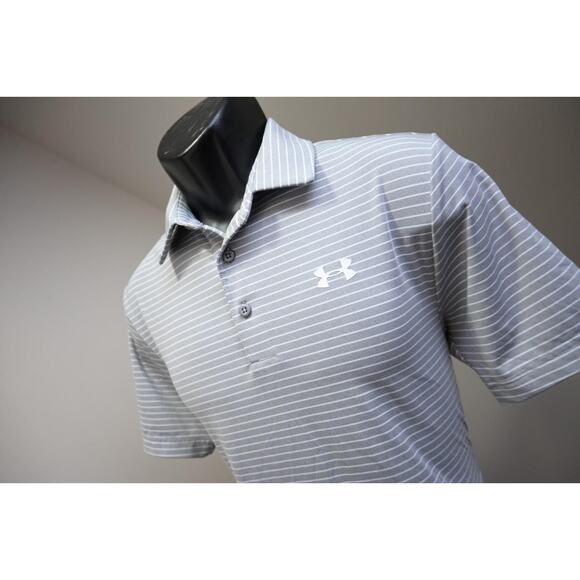 Under Armour Golf Polo HeatGear Loose Striped Golf Shirt Mens Size Small - Picture 1 of 9